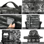 Military Tactical Backpack 25L Day Backpack for Men Molle Army 3 Days Assault Pack Bug Out Bag Water Resistant and Heavy Duty Hiking Treeking Rucksack - Black Digital Camo