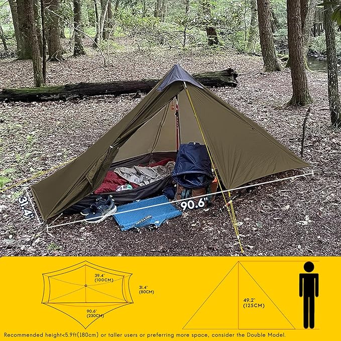 LANSHAN Ultralight Tent 3-Season Backpacking Tent for 1-Person or 2-Person Camping, Trekking, Kayaking, Climbing, Hiking