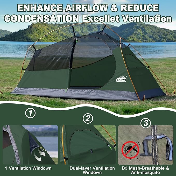 1 Person Backpacking Tent Waterproof Windproof Single Person Tent Lighweight Compact One Person Tent for Camping, Hiking