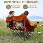 Timber Ridge Double Camping Chair, Heavy Duty Outdoor Folding Camp Couch, Loveseat Camping Chairs Perfect for Campsites, Patio/Lawn, Soccer Games or Other Youth Sports, Supports 600 lbs