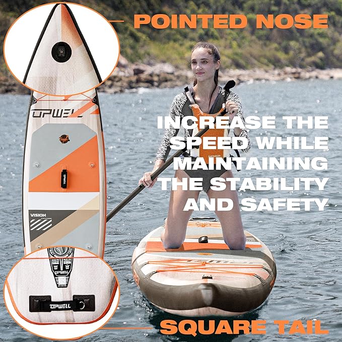 UPWELL 11’6”/11'2”/11'/10'8”/10'6”/10'2” Inflatable Stand Up Paddle Board with sup Accessories Including Backpack, Repairing Kits, Non-Slip Deck, Leash, 3 Fins, Paddle and Hand Pump