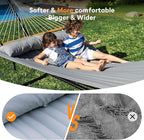 Double Hammock with Spreader Bar,Soft Pillow,Max Load 500lbs,Portable Hammock for Outdoor,Camping,and Backyard,Dark Gray