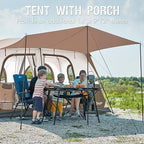 PORTAL 8 Person Tents for Camping, Easy Setup Cabin Tent with Large Porch, 2 Room, Waterproof Family Camping Tent for Outdoor Camping, Patio