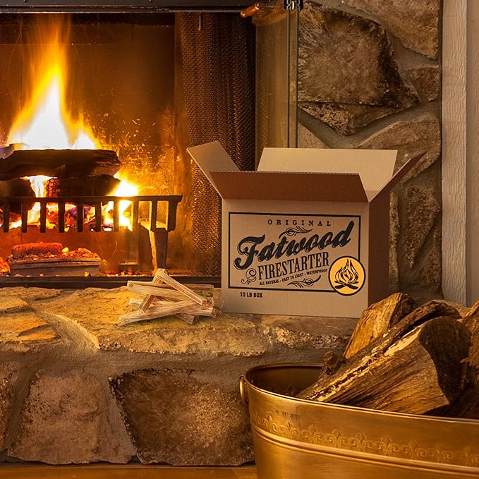 Fatwood Fire Starter Sticks 10-lb Box 2-Pack - Indoor or Outdoor All Natural Pine Fire Starters for Campfires, Fireplace, Firepit, Wood Stove, or BBQ Grill - Kindling Wood Firewood by Pure Garden