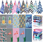 EBOOT 10 Pack Oversized Beach Towel Set Extra Large Pool Towels Microfiber Quick Dry Swim Blanket for Adult Women Men Face Hand Body Bath Travel Pool(Novel Color,36 x 72 Inch,Flamingo)