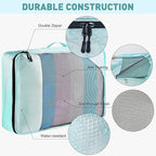 Toncoke 8-Piece Packing Cubes for Travel, 2026 Upgraded Durable Zippers & Reinforced Mesh, Complete Luggage Organizer Set with Shoe/Toiletry/Laundry Bags, 4 Sizes for Suitcase, Men Women, Lake Blue