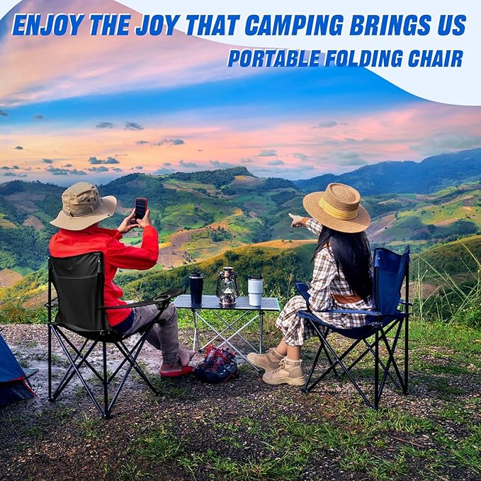 Huwena 10 Pack Folding Camping Chairs Bulk with Cupholder Carry Bags Lightweight Camp Chairs Collapsible Portable Outdoor Lawn Chair for Picnic, Beach, Outside
