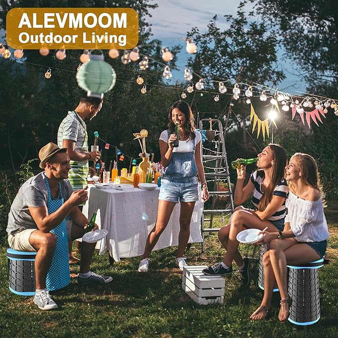 ALEVMOOM Upgraded XXL 19.7" Collapsible Stool, Heavy Duty Portable Folding Stool Max Load 1000 lbs, Retractable Telescoping Foldable Seat for Camping Fishing Hiking Travel BBQ