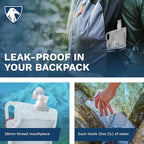 Survivor Filter Collapsible Water Bottles, Canteens (32oz) 2 Pack (2L Total) - Durable Carabiners and Handles. Squeeze Water through a Filter or Use as Water Bottles