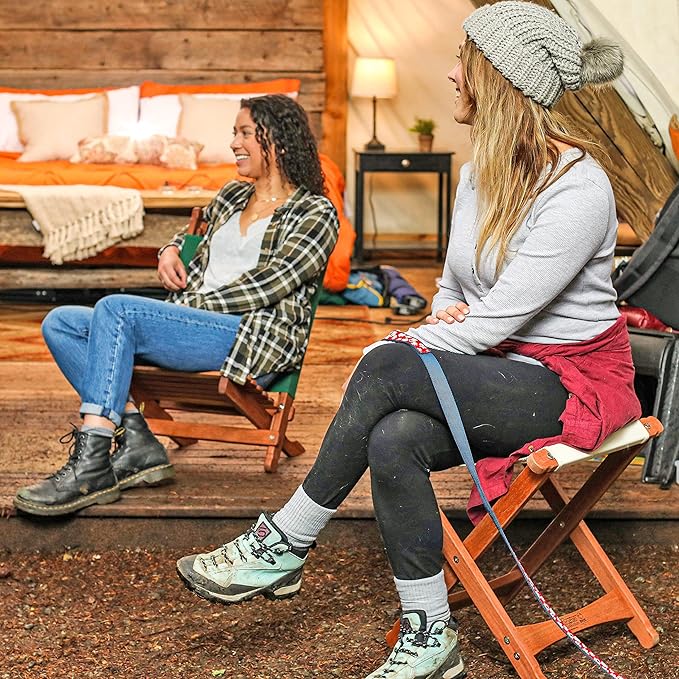 BYER OF MAINE Pangean Folding Stool – Canvas Camp & Wood Camp Stool for Portable & Outdoor Seating in Natural Color