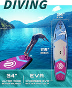 ESUP 11’6 ×34" Wide Inflatable Paddle Board with Premium SUP Paddleboard Accessories, Extra Stable Stand Up Paddle Boards for Adults/425lb/Family/Yoga/Beginner, with Shoulder Strap,Dual-Action Pump