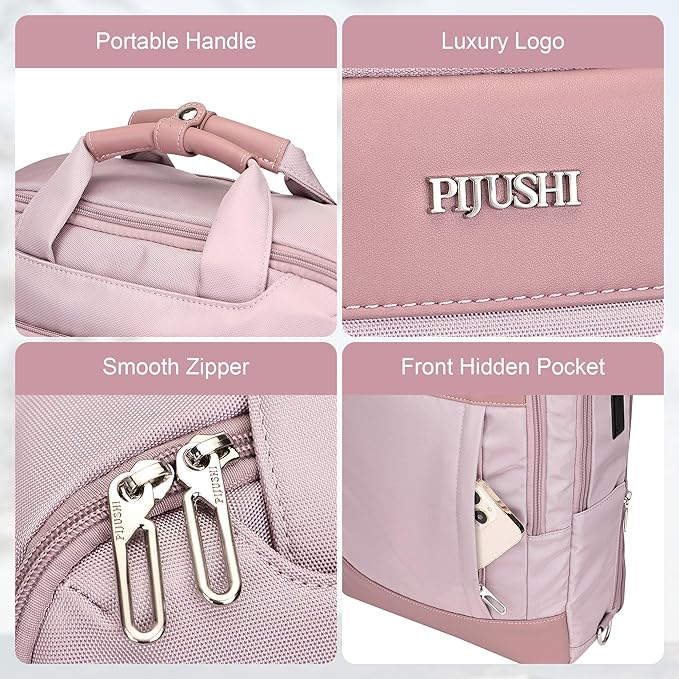 PIJUSHI Laptop Backpack for Women Men Personal Item Travel Backpack Convertible Carry on Bag Flight Approved(PE042 Ashen Purple)