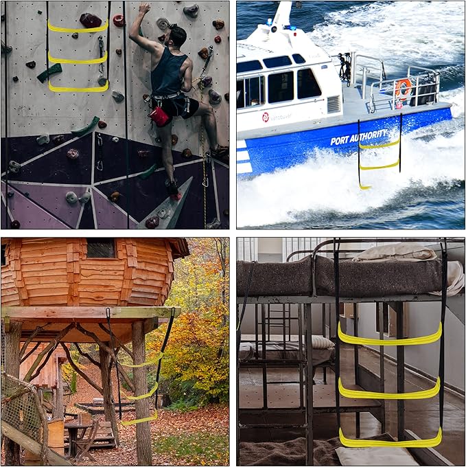 4 Steps Boat Ladder Marine Rope Ladder for Inflatable Boat Yacht Kayak Canoeing Motorboat