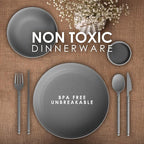 Wheatstraw Dinnerware Set For 4 - Dishwasher Microwave Plates For Heating Food - Unbreakable Wheat Straw Plates And Bowls sets - Replace Plastic Dinnerware Set - Camping Dishes Set