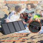 Apowking Portable Solar Panels 40W, Foldable Solar Panel Charger for 100-300W Portable Power Station, with Adjustable Kickstands, DC 18V Output, USB 3.0 and Type-C Ports for Camping Van RV Trip
