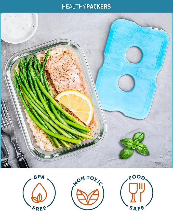 Healthy Packers Ice Packs for Lunch Boxes & Coolers - Freezer Packs - Original Cool Pack | Cooler Accessories for Beach, Camping & Fishing | Slim & Long-Lasting Reusable Ice Pack for Cooler