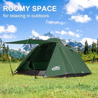 2-3 Person Backpacking Tent with Double Door 2 Vestibule, Waterproof Windproof Lightweight Easy Set Up 3 Season 2 Man Two Person Tent for Camping, Hiking, Motorcycle, Mountaineering with UPF 50+