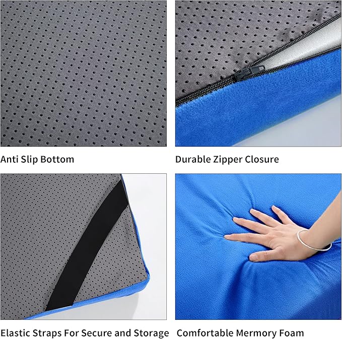 HOMBYS 3 INCH Thick Waterproof Memory Foam Camping Mattress for Outdoor Sleeping, Portable Roll Up Mattress Pad Mat for Travel Truck Bed Tent