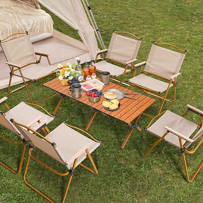 BOOSDEN Portable Folding Camping Table, Outdoor Low Picnic Table, Aluminum Roll-up Camping Table with Carry Bag, Lightweight Foldable Camp Table for Beach,Party, Patio, BBQ, Travel, Backyard