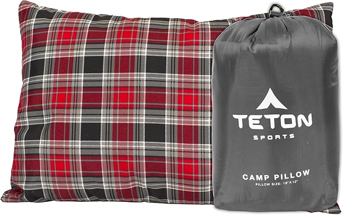 TETON Sports Camp Pillow; Great for Travel, Camping and Backpacking; Washable, Grey, 12 x 18 inches ; 9.6 ounces