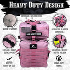 AMERICANPHOENIX 45L Elite Tactical Backpack | 3X Stronger Work & Military Backpack | Water Resistant and Heavy Duty | 3 Day MOLLE Bug Out Bag (Rose Pink)