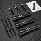 Rechargeable Flashlights High Lumens 3 Packs, 99,000 Lumens Super Bright LED Flashlight with 5 Modes & Waterproof, Powerful Handheld Flash Light for Home Camping