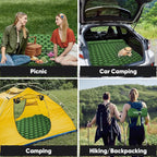 POWERLIX Double Camping Sleeping Pad Camping Pad for 2 Person with Pillow Built-in Foot Pump Inflatable Sleeping Pad for Camping, Backpacking, Hiking, Portable Camping Mattress Green