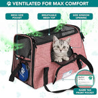 PetAmi Airline Approved Pet Carrier for Cats & Small Dogs, Soft Sided TSA Travel Carrier Bag with Sherpa Bed, Breathable Mesh Ventilation, Collapsible Bowl, Up to 18 lbs, Small Heather White Red