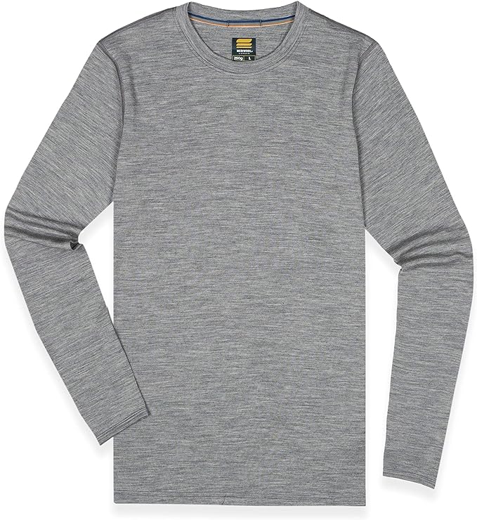 MERIWOOL Mens Base Layer - 100% Merino Wool Midweight Long Sleeve Thermal Shirt