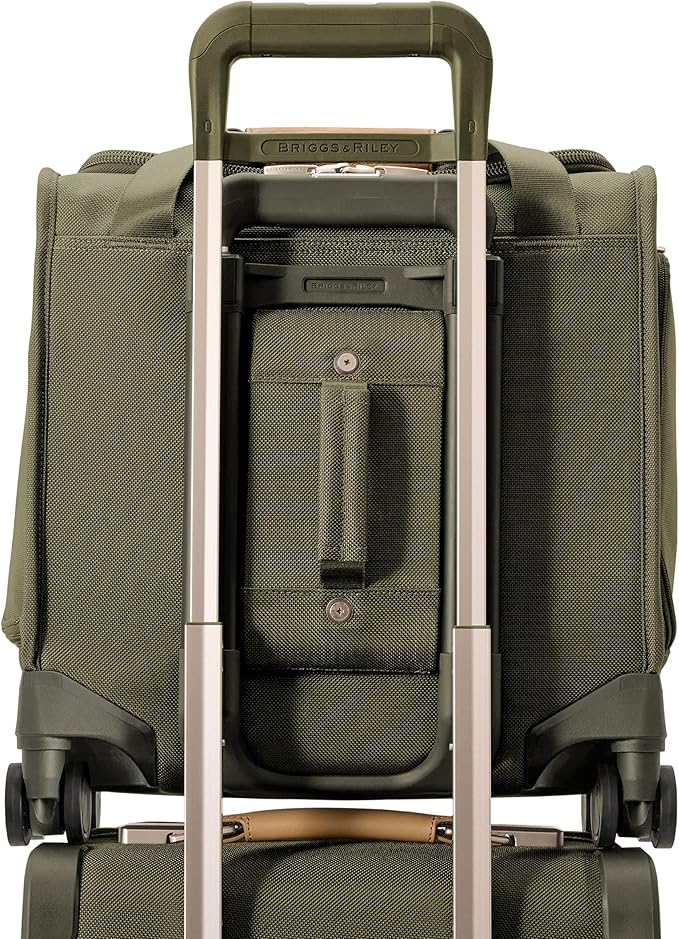 Briggs & Riley Cabin Spinner - Carry On Luggage for Travel, Suitcases with Wheels, Softside Rolling Bag for Men & Women, Fits Under Plane Seat, Interlocking Handle - Baseline Collection, Olive