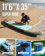 ZLX 11'6" Extra Wide Inflatable Stand Up Paddle Board SUP, Stable Non-Slip Deck Pad, Unique Fin System and Premium iSUP Accessories - Portable Backpack & Upgraded Pump for Adults, All Skill Levels