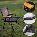 Camping Chair, Black Folding Bench Chair Seating Camp Chairs for Indoor Outdoor Hiking Fishing Patio Beach Supports up to 264 Lbs (1 Pack Single Black)