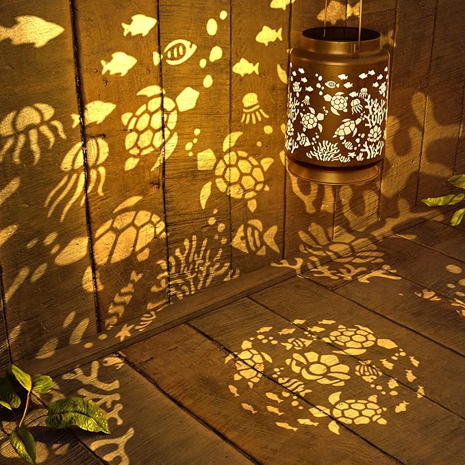 Sea Turtle Solar Lantern for Garden Outdoor Decor – Hanging Metal Light Decoration for Patio, Yard, Lawn, Pathway, Backyard – Birthday Gift for Mom, Women, Grandma