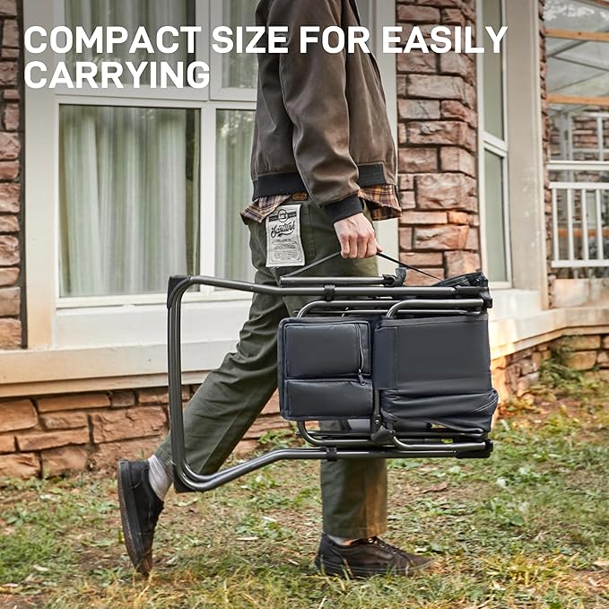 EVER ADVANCED Portable 30.7" Seat Height Tall Folding Camping Chair Directors Chair High Foldable Bar Stool with Side Table for Makeup Artist, Sports Event, Craft Show, Supports 350LBS Grey