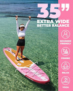 MOUSA 10‘8/11'×35" Extra Wide Inflatable Stand Up Paddle Board, Stable Paddleboard SUP for 2 People/Family, Anti-Slip Full EVA Deck, 3 Handles, 100L Backpack, All-Round Sup Board, Big Fin