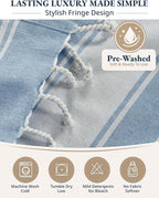 LANE LINEN Turkish Beach Towels Set of 6 – Pre-Washed, Sand-Free, Quick Dry, Lightweight Travel Towels for Women, Soft Bath Beach Towels, 39"x71" – Coastal Bliss
