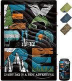 ECOSILK Puffy Blanket for Camping, Traveling, Picnics | Wearable, Waterproof, Lightweight, Packable Outdoor Travel Blanket Airplane w. Stuff Sack for Stadium, Car, Festival | 55 X 79 in