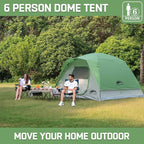 Happy Travel Camping Tent, 4/6 Person Dome Tents for Camping with Rainfly, Waterproof Clip Easy Setup Portable Family Tent with Mesh Windows, 20% More Headroom Backpacking Tents for Camping & Hiking