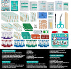 225 Pieces Portable Emergency First Aid Kit for Minor Wound Care, Includes Adhesive Bandages, Wound Gauze Pads, Ideal for Home, Car & On-The-Go