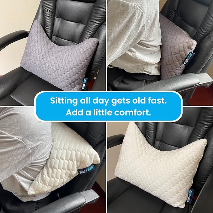 Sidney Sleep Set of 2 Mini Travel Size Neck Pillows - Knee Pillow - Back Lumbar Support - Curved Bed Pillow - 14 x 19 Inches - Adjustable Loft - Carry Backpack Included (White 2 Pack Mini)