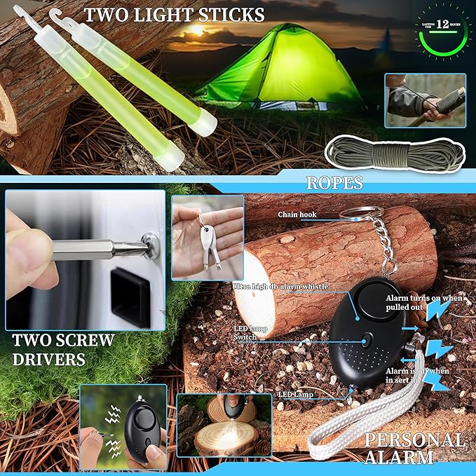 Survival Kits 37 in 1, Gifts for Men Dad Husband Valentine's Day, Emergency Survival Gear and Equipment, Camping Hiking Outdoor Adventure Cool Gadgets, Stocking Stuffers