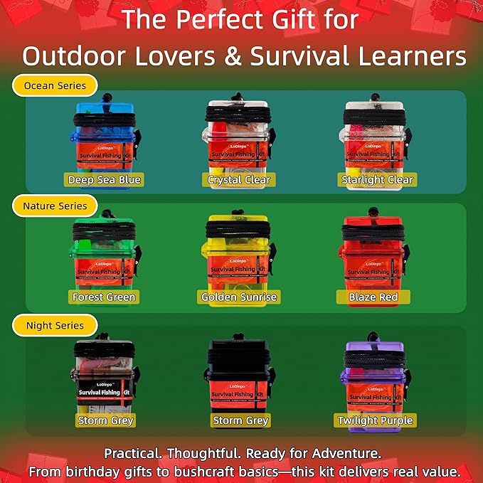 Mini Survival Fishing Kit Small Emergency Fishing Gear Box Pocket Fishing Tackle Travel Fishing Shoebox Surf Survivalist Fishing Accessories Pack Gifts for Fishing Starter Men