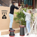 ALEVMOOM Upgraded Portable Collapsible Folding Stool with Cushion Retractable Telescoping Stool for Adults Sturdy Capacity 550lbs Camping Chair for Outdoor Hiking Garden BBQ with Bag