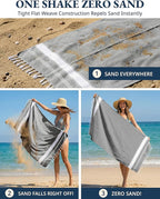 LANE LINEN Beach Towels 4 Pack Oversized - Turkish Towel Set, Pre-Washed Oversized Beach Towel, Quick Dry Beach Towels for Travel, Large Pool Towels, 39"x71" - Smoky Black