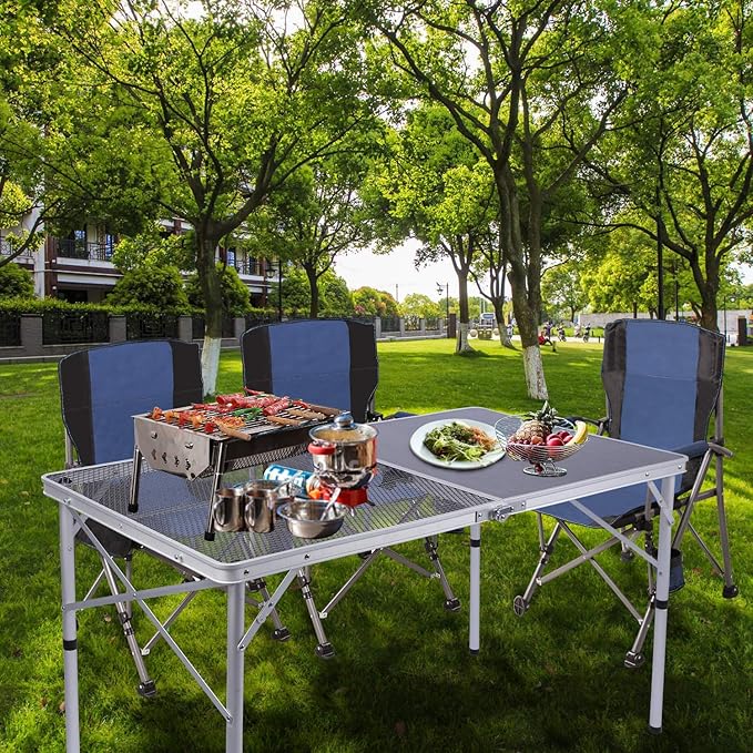 REDCAMP Folding Table Half net Half Table for Outdoor Camping Picnic