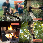 KSEIBI Outdoor Camping Hatchet with Sheath for Splitting and Kindling Wood, Forged Steel Blade with Anti-Slip and Shock Reduction Handle Great Throwing Axes and Hatchets (Tuscan Brown)