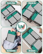 WTREE 4-Piece Packing Cubes Travel Accessories Set for Suitcases - Luggage Organizer Bags with Double Zipper - Mesh Top - Medium - Green