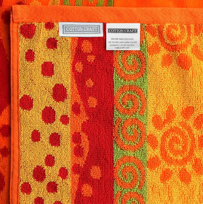 COTTON CRAFT Hooded Beach Towel - Oversized XXL 35x84 Towel with Hood for Adults - The Big Kahuna 7 Foot Extra Large Beach Blanket Towel - Big & Tall Soft 100% Cotton Velour - Sunshine Orange Yellow