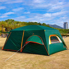 KTT Large Family Cabin Tent 10-12 Person,14.1X10X6.58ft,2 Rooms,3 Storage Pockets,2 Bay-Windows 3 Doors and 3 Windows with Mesh,Straight Wall,Waterproof,Double Layer,Big Tent for Outdoor,Camping