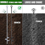 Lasnten 30 Inch Heavy Duty Ground Anchor Spiral Blade Earth Anchor Kit Metal Anchor Hook Beach Sand Stakes Camping for Securing Animals, Shelters, Tents, Canopies (Black, Silver,6 Pcs)